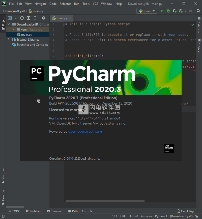 PyCharm 2021汉化破解版|JetBrains PyCharm 2021.3.3 Professional 中文激活版-闪电软件园